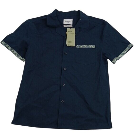 Goodfellow & Co Button Up Shirt Mens Size S Short Sleeve Embroidered Vacay - Picture 1 of 7